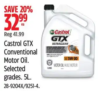 Canadian Tire Castrol GTX Conventional Motor Oil offer