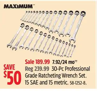 Canadian Tire MAXIMUM 30-Pc Professional Grade Ratcheting Wrench Set offer