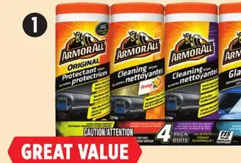 Canadian Tire Armor All 4-Pk Wipes Including Protectant, Glass and Cleaning Wipes offer