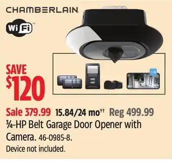 Canadian Tire Chamberlain 3⁄4-HP Belt Garage Door Opener with Camera offer