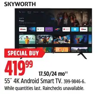Canadian Tire Skyworth 55 4K Android Smart TV offer