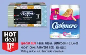 Canadian Tire Scotties Facial Tissue, Bathroom Tissue or Paper Towel offer