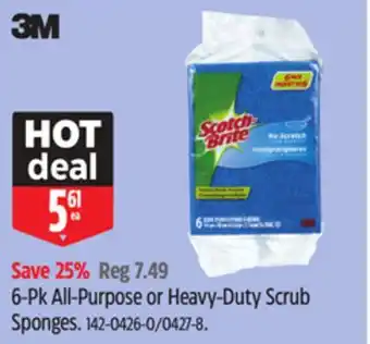 Canadian Tire 3M 6-Pk All-Purpose or Heavy-Duty Scrub Sponges offer