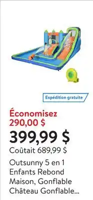 Walmart Outsunny 5 en 1 Enfants Rebond Maison, Gonflable Château Gonflable avec Ventilateur offer