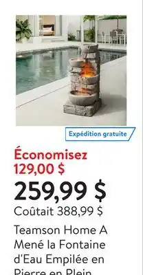 Walmart Teamson Home A Mené la Fontaine d'Eau Empilée en Pierre en Plein Air Gris offer