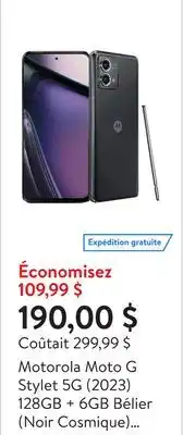 Walmart Motorola Moto G Stylet 5G (2023) 128GB + 6GB Bélier (Noir Cosmique) Déverrouillé - Boîte Ouverte offer