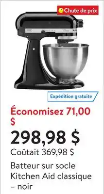 Walmart Batteur sur socle Kitchen Aid classique – noir offer