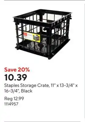 Staples Staples Storage Crate, 11 x 13-3/4 x 16-3/4, Black offer