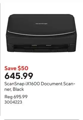 Staples ScanSnap iX1600 Document Scanner, Black offer