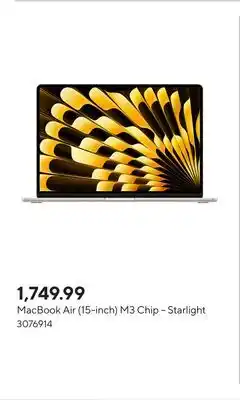 Staples MacBook Air (15-inch) M3 Chip – Starlight offer