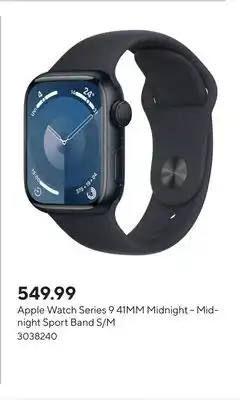 Staples Apple Watch Series 9 41MM Midnight - Midnight Sport Band S/M offer