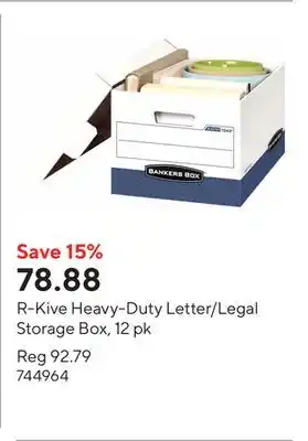 Staples R-Kive Heavy-Duty Letter/Legal Storage Box, 12 pk offer