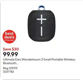 Staples Ultimate Ears Wonderboom 3 Small Portable Wireless Bluetooth Speaker - Active Black offer