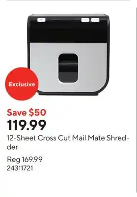 Staples 12-Sheet Cross Cut Mail Mate Shredder offer