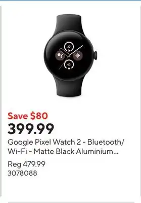 Staples Google Pixel Watch 2 - Bluetooth/Wi-Fi - Matte Black Aluminium Case/Obsidian Active Band offer