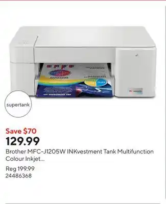 Staples Brother MFC-J1205W INKvestment Tank Multifunction Colour Inkjet Printer offer