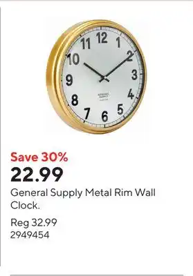 Staples General Supply Metal Rim Wall Clock offer