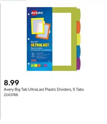 Staples Avery Big Tab UltraLast Plastic Dividers, 5 Tabs offer