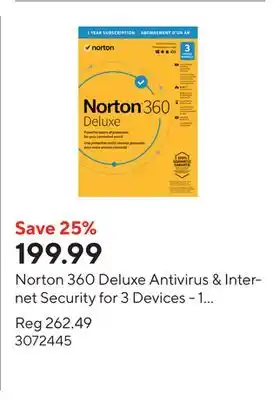 Staples Norton 360 Deluxe Antivirus & Internet Security for 3 Devices - 1 Year Subscription offer