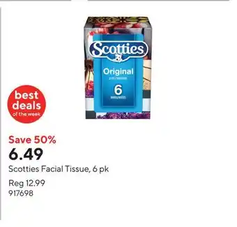 Staples Scotties Facial Tissue, 6 pk offer