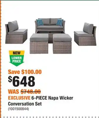 Home Depot EXCLUSIVE 6-PIECE Napa Wicker Conversation Set offer