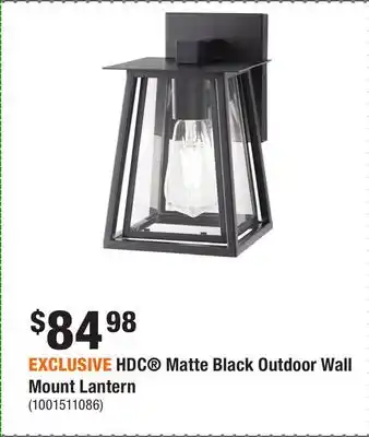 Home Depot EXCLUSIVE HDC Matte Black Outdoor Wall Mount Lantern offer