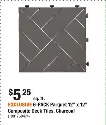 Home Depot EXCLUSIVE 6-PACK Parquet 12 x 12 Composite Deck Tiles, Charcoal offer