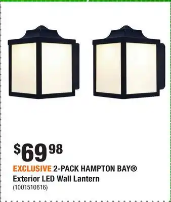 Home Depot EXCLUSIVE 2-PACK HAMPTON BAY Exterior LED Wall Lantern offer