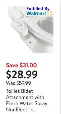 Walmart Tolilet Bidet Attachment with Fresh Water Spray NonElectric SelfCleaning Nozzle Mechanical Bidet Toilet Seat Attachment for C offer