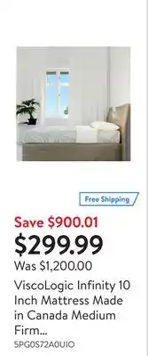 Walmart ViscoLogic Infinity 10 Inch Mattress Made in Canada Medium Firm Pressure Relieving Orthopedic Supportive Luxury Memory Foam Q offer