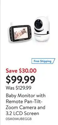 Walmart Baby Monitor with Remote Pan-Tilt-Zoom Camera and 3.2 LCD Screen offer