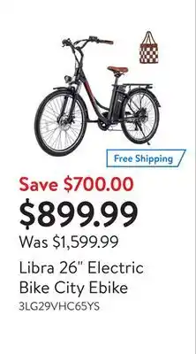 Walmart Libra 26 Electric Bike City Ebike offer