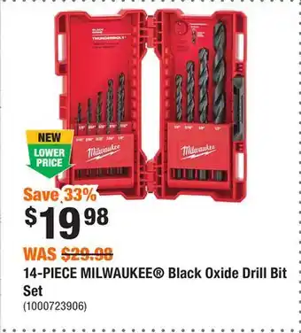 Home Depot 14-PIECE MILWAUKEE Black Oxide Drill Bit Set offer