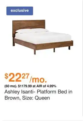 Ashley Furniture Ashley Isanti- Platform Bed in Brown, Size: Queen offer