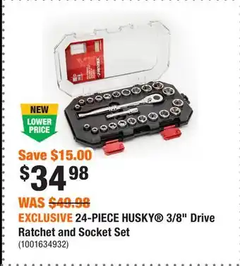 Home Depot EXCLUSIVE 24-PIECE HUSKY 3/8 Drive Ratchet and Socket Set offer