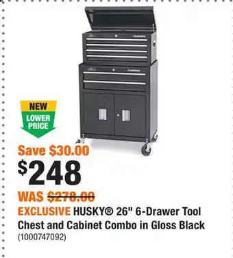 Home Depot EXCLUSIVE HUSKY 26 6-Drawer Tool Chest and Cabinet Combo in Gloss Black offer