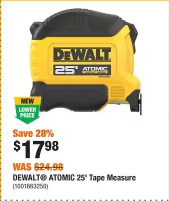 Home Depot DEWALT ATOMIC 25' Tape Measure offer