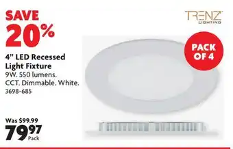 Home Hardware 4 LED Recessed Light Fixture offer