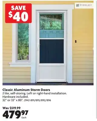Home Hardware Classic Aluminum Storm Doors offer