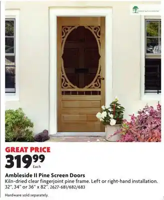 Home Hardware Ambleside II Pine Screen Doors offer