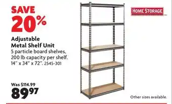 Home Hardware Adjustable Metal Shelf Unit offer