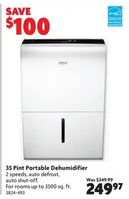 Home Hardware 35 Pint Portable Dehumidifier offer