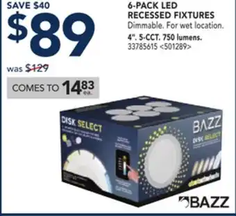 RONA BAZZ 6-PACK LED RECESSED FIXTURES offer
