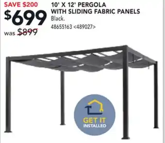 RONA 10' X 12' PERGOLA WITH SLIDING FABRIC PANELS offer