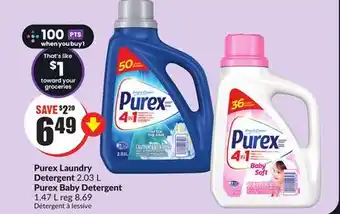 Chalo FreshCo Purex Laundry Detergent 2.03 L Purex Baby Detergent 1.47 L offer