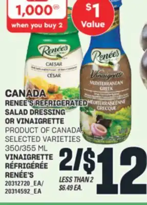Valu-mart VINAIGRETTE RÉFRIGÉRÉE RENÉE'S, 350/355 ML offer