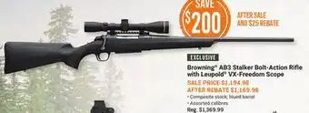 Bass Pro Browning AB3 Stalker Bolt-Action Rifle with Leupold VX-Freedom Scope offer