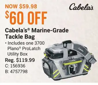 Bass Pro Cabela's Marine-Grade Tackle Bag offer