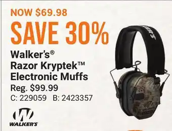 Bass Pro Walker's Razor Kryptek Electronic Muffs offer