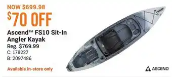 Bass Pro Ascend FS10 Sit-In Angler Kayak offer
